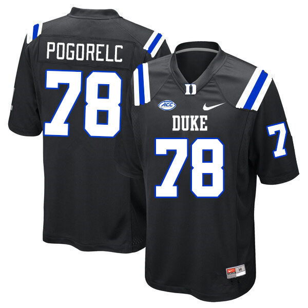 Men #78 James Pogorelc Duke Blue Devils College Football Jerseys Stitched-Black